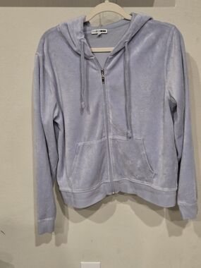 Fashion Nova Light Lavender Velvet Zip Bomber Hoodie